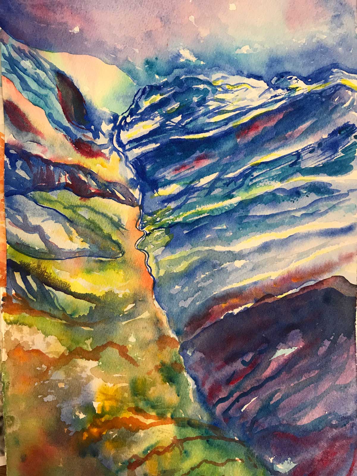 Mountains in Water Color